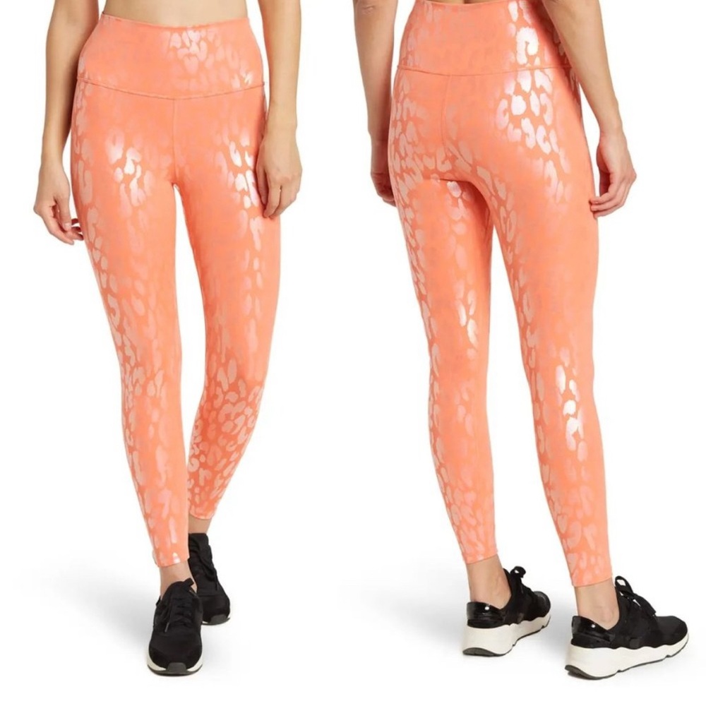 Carbon38 Orange Tamara shine leopard Leggings High-Waisted Seamless